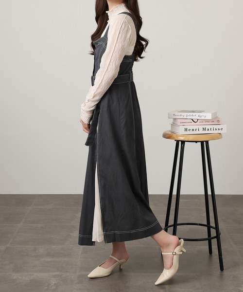 Nohea ジャンパースカート シフォンプリーツ切替ジャンスカ : ZOZOTOWN