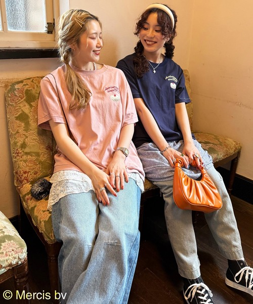 「DOUBLE NAME」 半袖Tシャツ FREE ネイビー レディース_画像2