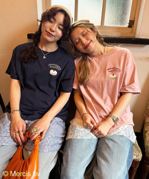 「DOUBLE NAME」 半袖Tシャツ FREE ネイビー レディース_画像4