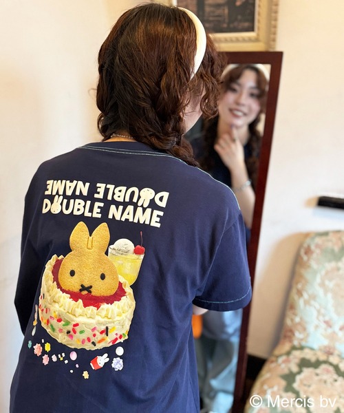 「DOUBLE NAME」 半袖Tシャツ FREE ネイビー レディース_画像7