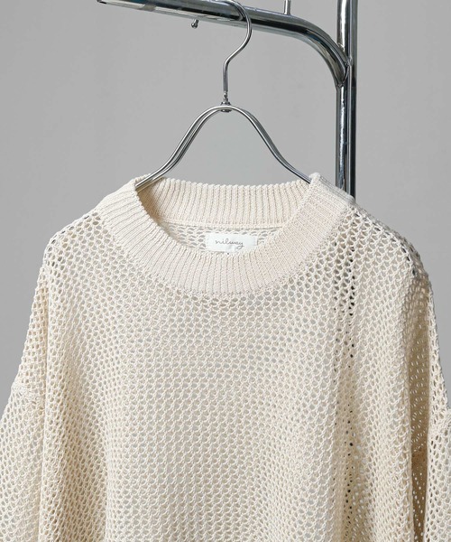 「Nilway」 半袖ニット LARGE アイボリー メンズ_画像2