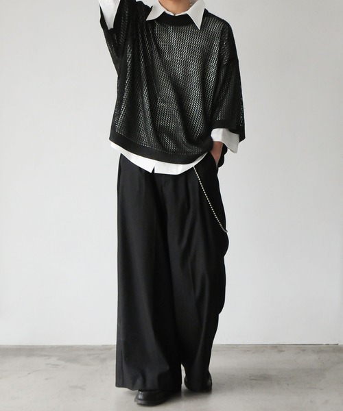 「Nilway」 半袖ニット LARGE アイボリー メンズ_画像8