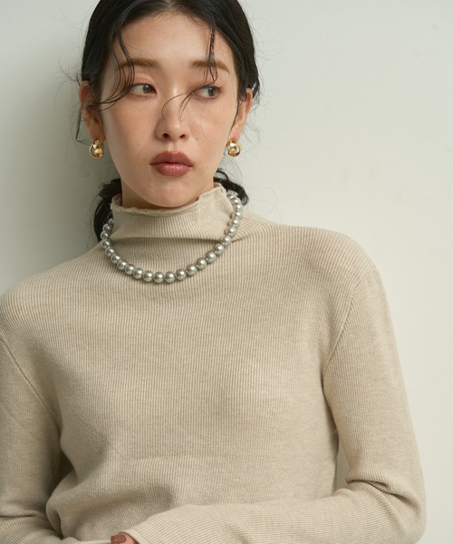 ニット セーター Soft touch ribbed high neck / ソフトタッチリブ