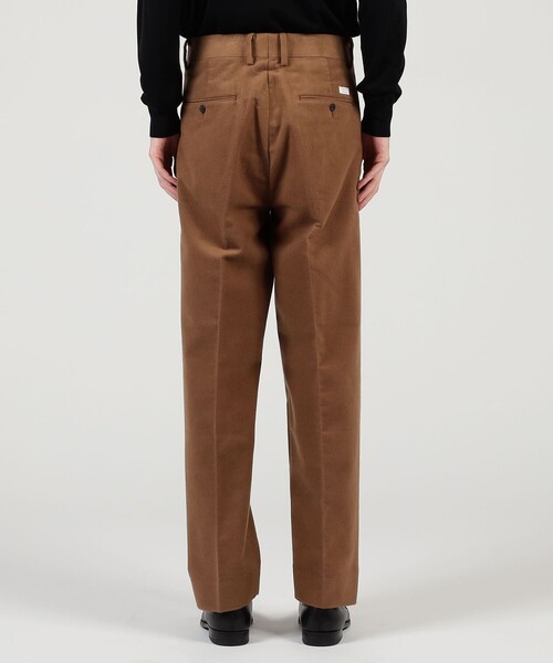 パンツ コットンシルクモールスキン 1プリーツ テーパードパンツ メンズの画像