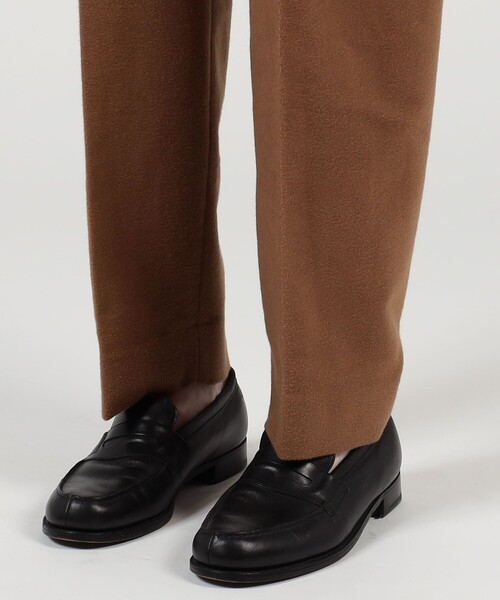 パンツ コットンシルクモールスキン 1プリーツ テーパードパンツ メンズの画像