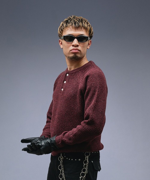 ANDER HUNK セーター ニット Metal Henry neck Thermal Knit /メタル