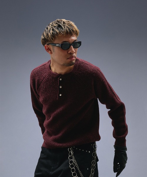 ANDER HUNK セーター ニット Metal Henry neck Thermal Knit /メタル