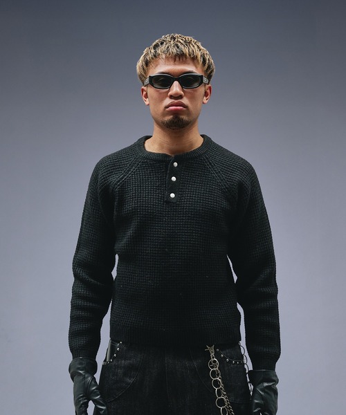 ANDER HUNK セーター ニット Metal Henry neck Thermal Knit /メタル