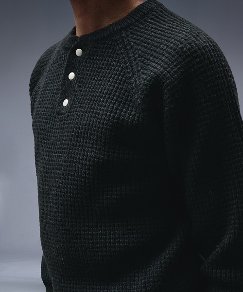 ANDER HUNK セーター ニット Metal Henry neck Thermal Knit /メタル