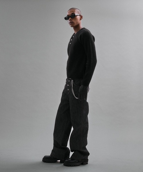 ANDER HUNK セーター ニット Metal Henry neck Thermal Knit /メタル
