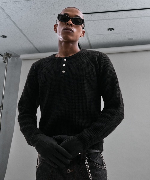 ANDER HUNK セーター ニット Metal Henry neck Thermal Knit /メタル
