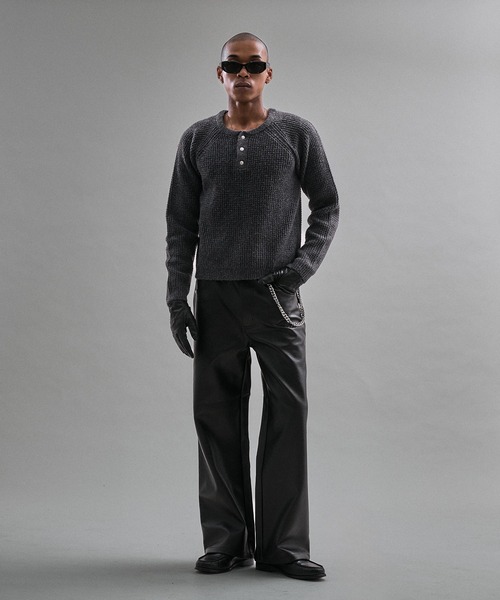 ANDER HUNK セーター ニット Metal Henry neck Thermal Knit /メタル