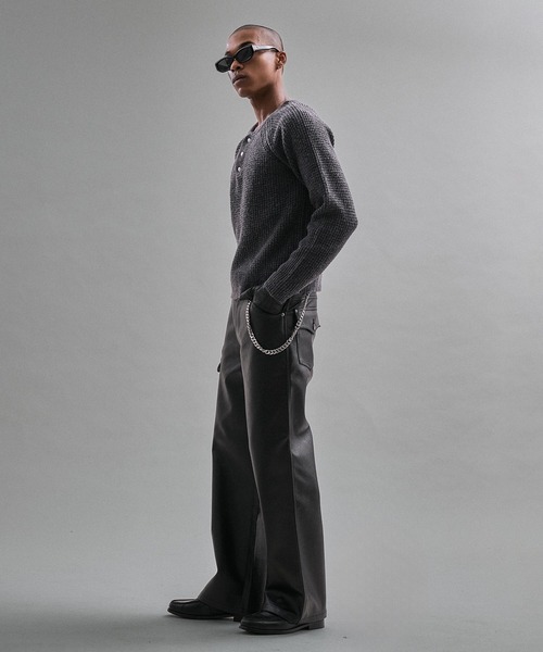 ANDER HUNK セーター ニット Metal Henry neck Thermal Knit /メタル