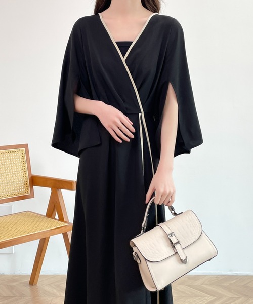 「ABITOKYO」 7分袖ワンピース L ブラウン レディース_画像3