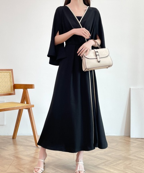 「ABITOKYO」 7分袖ワンピース L ブラウン レディース_画像5