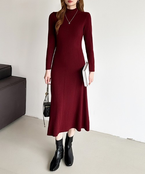 エム&キョウコニットワンピース 長袖 ブラック M.deux（エムドゥ） ワンピース ○2wayフレアニットワンピース