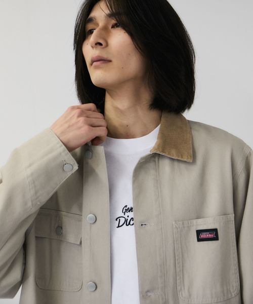 90s Dickies ディッキーズ ヒッコリーカバーオール 襟コーデュロイ Dickies（ディッキーズ） カバーオール ジャケット ブルゾン 襟