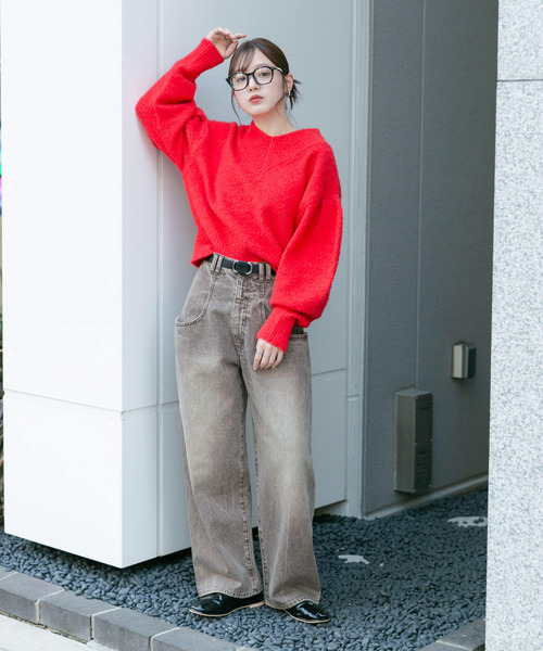 「KBF」 長袖ニット ONE レッド レディース_画像5