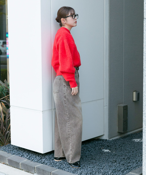 「KBF」 長袖ニット ONE レッド レディース_画像6