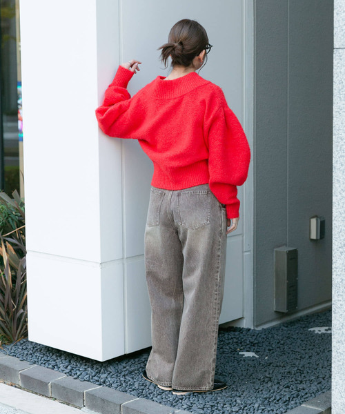 「KBF」 長袖ニット ONE レッド レディース_画像7