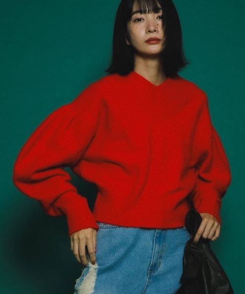 「KBF」 長袖ニット ONE レッド レディース_画像8