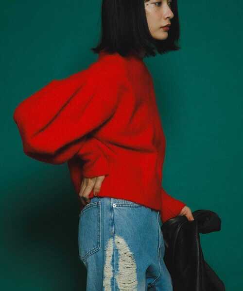 「KBF」 長袖ニット ONE レッド レディース_画像9