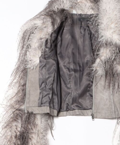 コート アウター FAUX FEATHER AND PU LACE UP JACKET レディース メンズの画像
