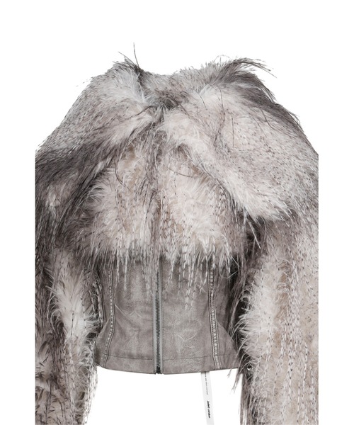 コート アウター FAUX FEATHER AND PU LACE UP JACKET レディース メンズの画像