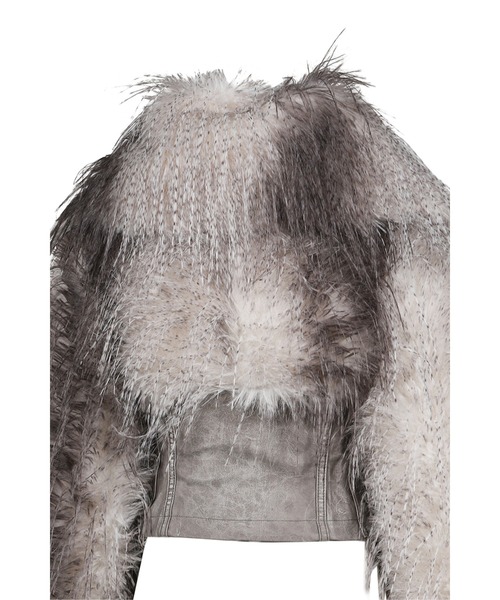 コート アウター FAUX FEATHER AND PU LACE UP JACKET レディース メンズの画像