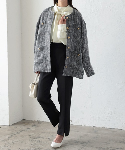 「KOBE LETTUCE」 ツイードジャケット FREE オフホワイト レディース_画像3