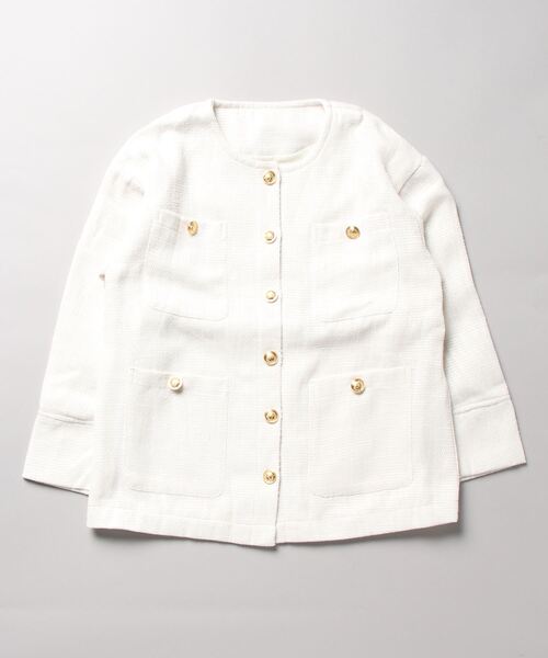 「KOBE LETTUCE」 ツイードジャケット FREE オフホワイト レディース_画像6