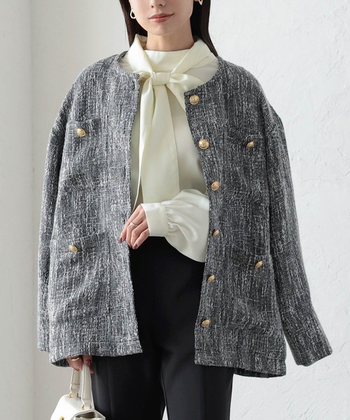 「KOBE LETTUCE」 ツイードジャケット FREE オフホワイト レディース_画像8