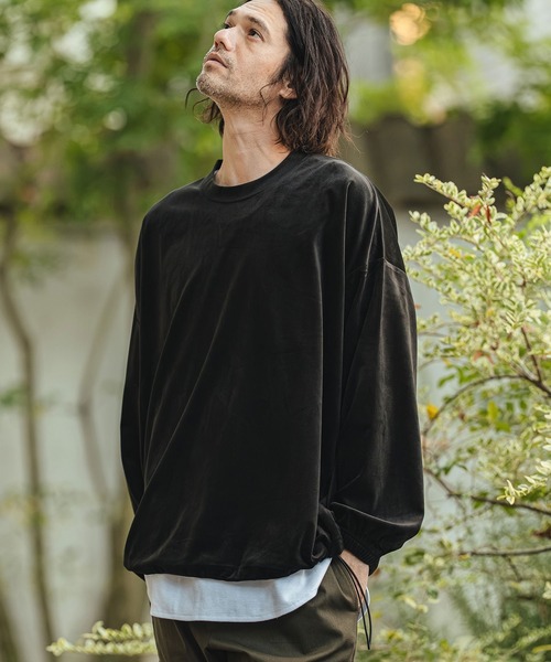 CAMBIO（カンビオ） tシャツ mlt5529- 裾絞りストレッチベロアルーズ
