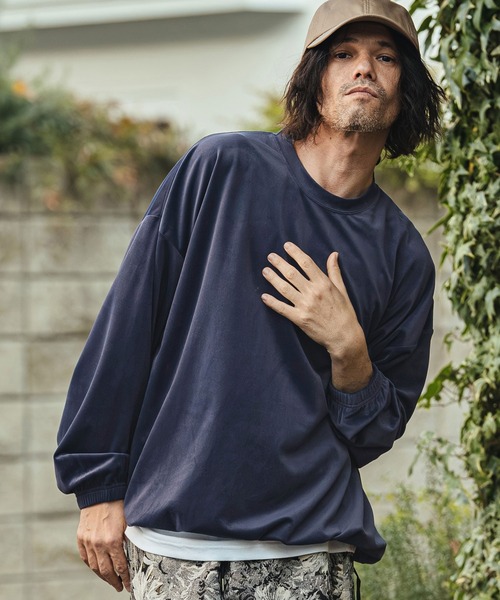 CAMBIO（カンビオ） tシャツ mlt5529- 裾絞りストレッチベロアルーズ