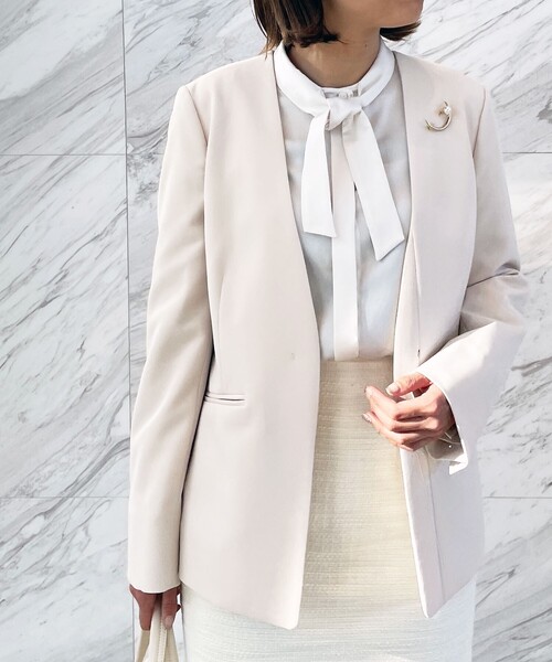 「OPAQUE.CLIP」 ノーカラージャケット 42 ナチュラル レディース_画像8