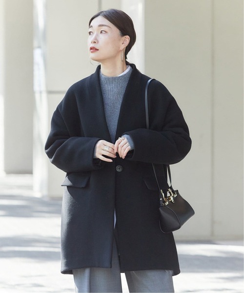 JOURNAL STANDARD L'ESSAGEオーバーコート ネイビー 36 journal standard L'essage（ジャーナルスタンダード レサージュ