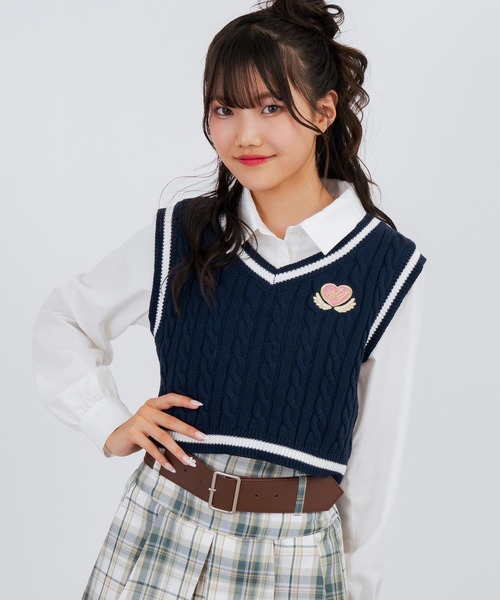 ANAP GiRL（アナップガール） ニット セーター 刺繍入ラインショート 
