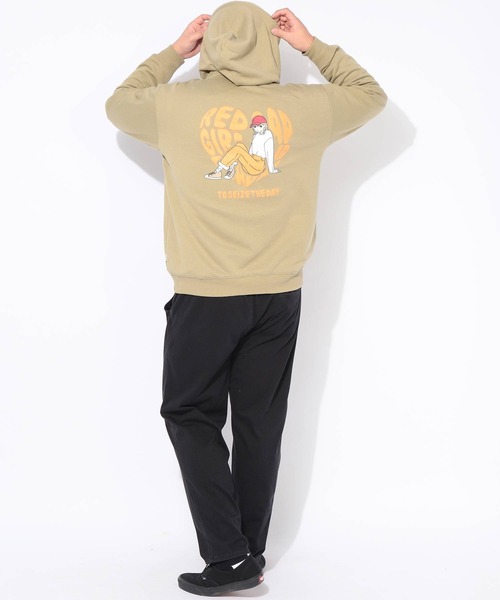 パーカー 長袖 メンズ 大きいサイズ バックプリント プルオーバー Red