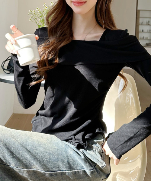 Ada. tシャツ オフショル風 サイドギャザー トップス レディース