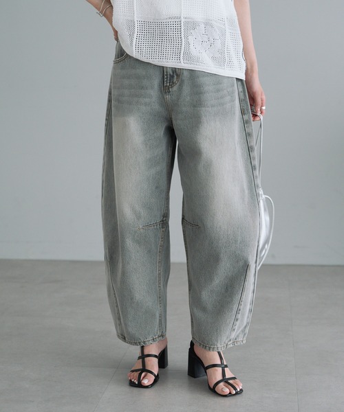 「PUAL CE CIN」 デニムパンツ SMALL グレー レディース