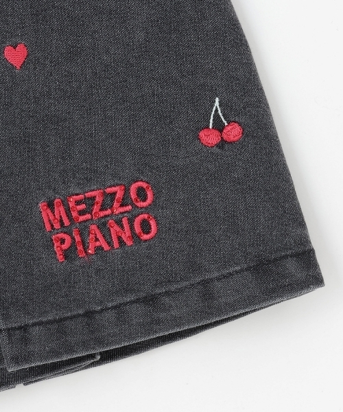 mezzo piano パンツ ちび刺しゅうフロントZIP タックキュロット