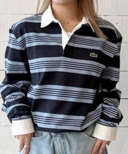 LACOSTE（ラコステ） ポロシャツ ボーダー ラグビー鹿の子地ポロシャツ