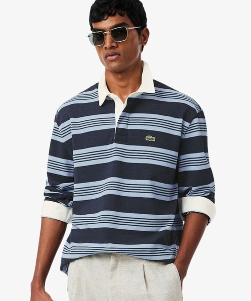 LACOSTE（ラコステ） ポロシャツ ボーダー ラグビー鹿の子地ポロシャツ