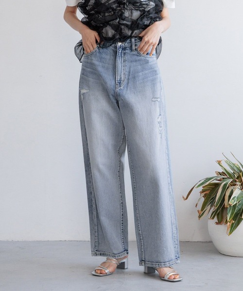 「LOWRYS FARM」 デニムパンツ LARGE ブルー レディース_画像3