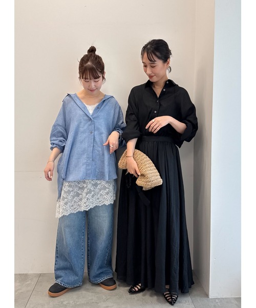 スカート 「新色追加」シャンブレーボイルスカート(セットアップ可)の画像