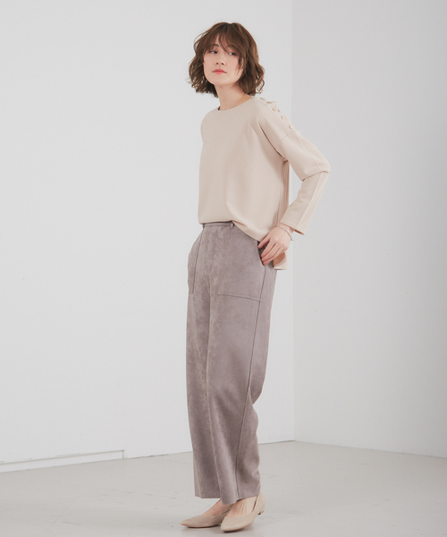 「abahouse mavie」 「abahouse ecru」7分袖カットソー フリー ダークネイビー レディース_画像4