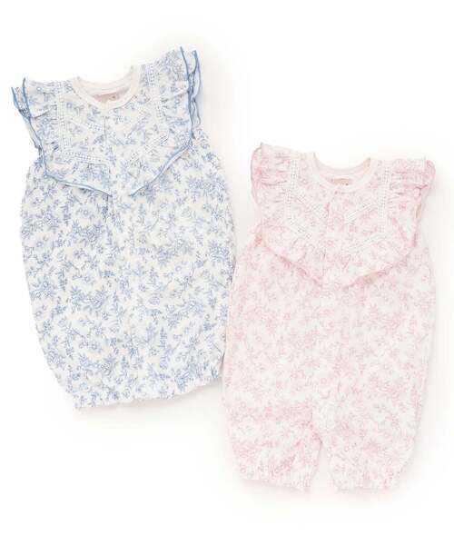 petit main ベビー服 ロンパース 花柄フリル2WAYオール : ZOZOTOWN