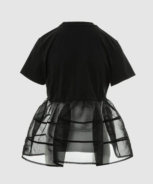 tシャツ SHORT SLEEVE T-SHIRT WITH CONTRAST PEPLUM レディースの画像