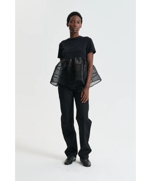 tシャツ SHORT SLEEVE T-SHIRT WITH CONTRAST PEPLUM レディースの画像