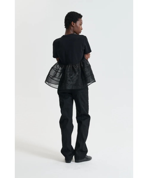 tシャツ SHORT SLEEVE T-SHIRT WITH CONTRAST PEPLUM レディースの画像